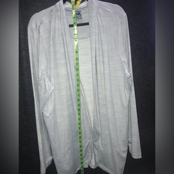 Muk Luks heathered‎ grey white open front long sleeve knit cardigan TXL Tall XL - Picture 9 of 10